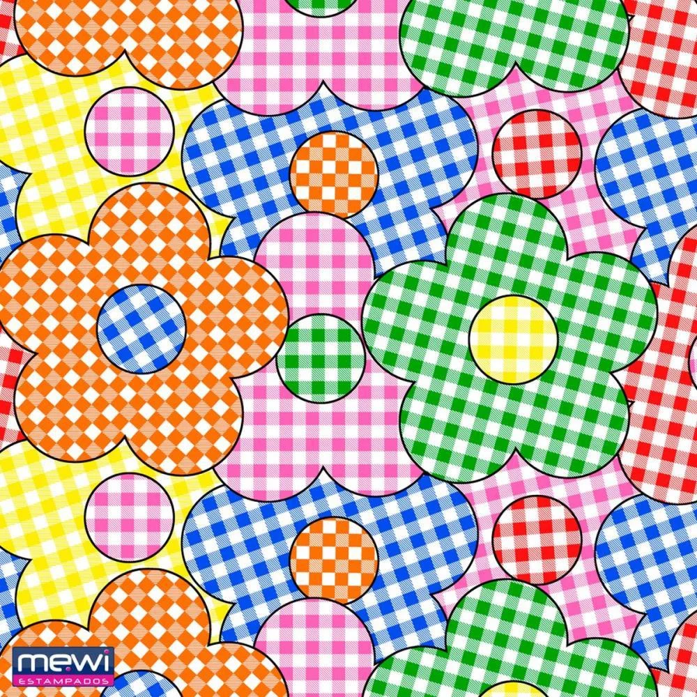 TNT ESTAMPADO 1,40M 40G XADREZ FLORAL MEWI (RL-25MTS) - imagem 2