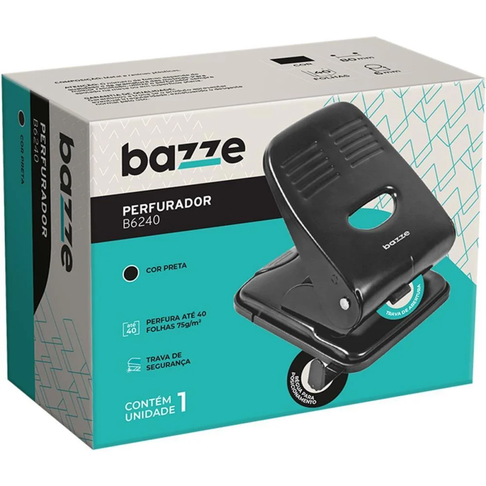 PERFURADOR DE PAPEL BAZZE B6240 P/40F 2FUROS PRETO SUMMIT (UNIDADE) - imagem 4