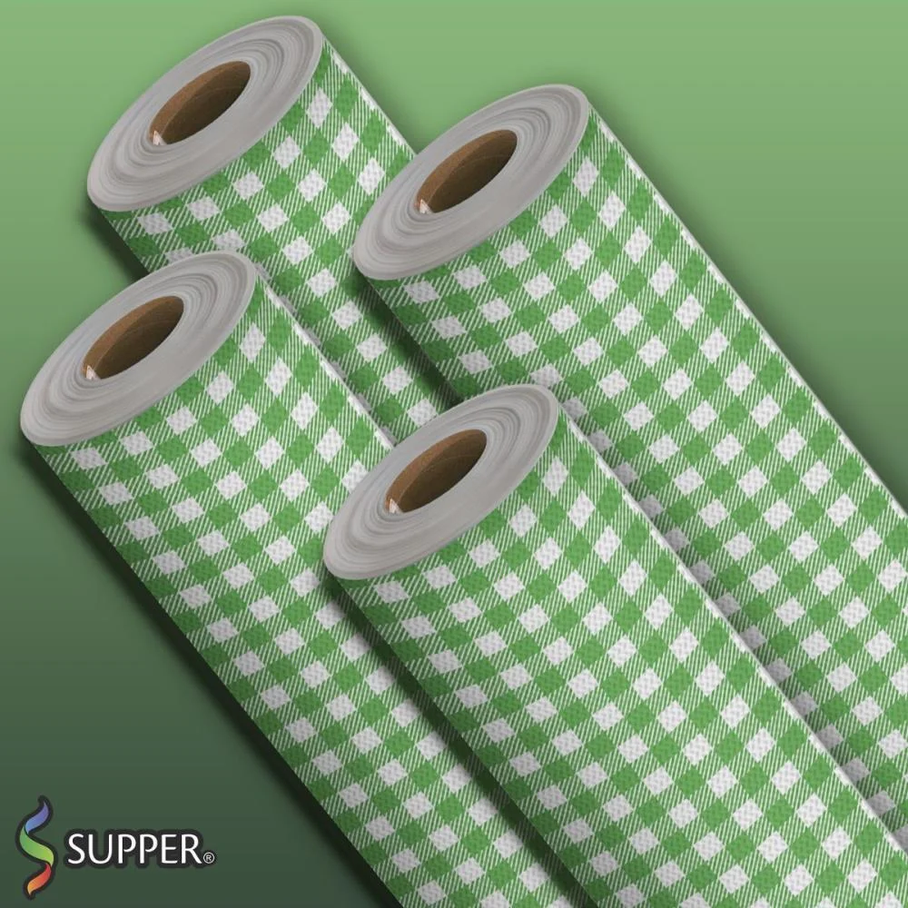 TNT ESTAMPADO 1,40M 40G XADREZ BRANCO/VERDE SUPPER (RL-25MTS) - imagem 4