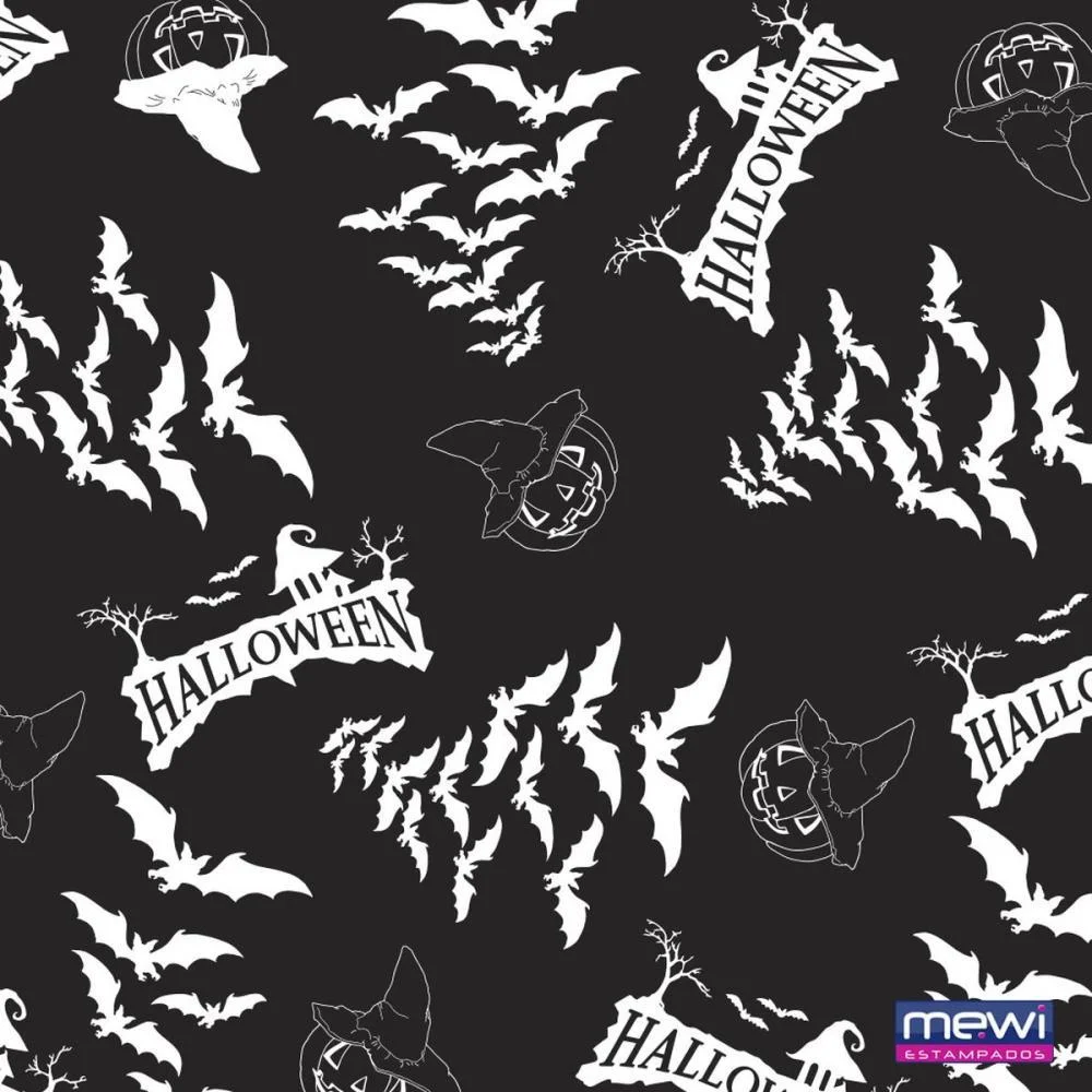 TNT ESTAMPADO 1,40M 40G HALLOWEEN FUNDO PRETO MEWI (RL-25MTS) - imagem 2