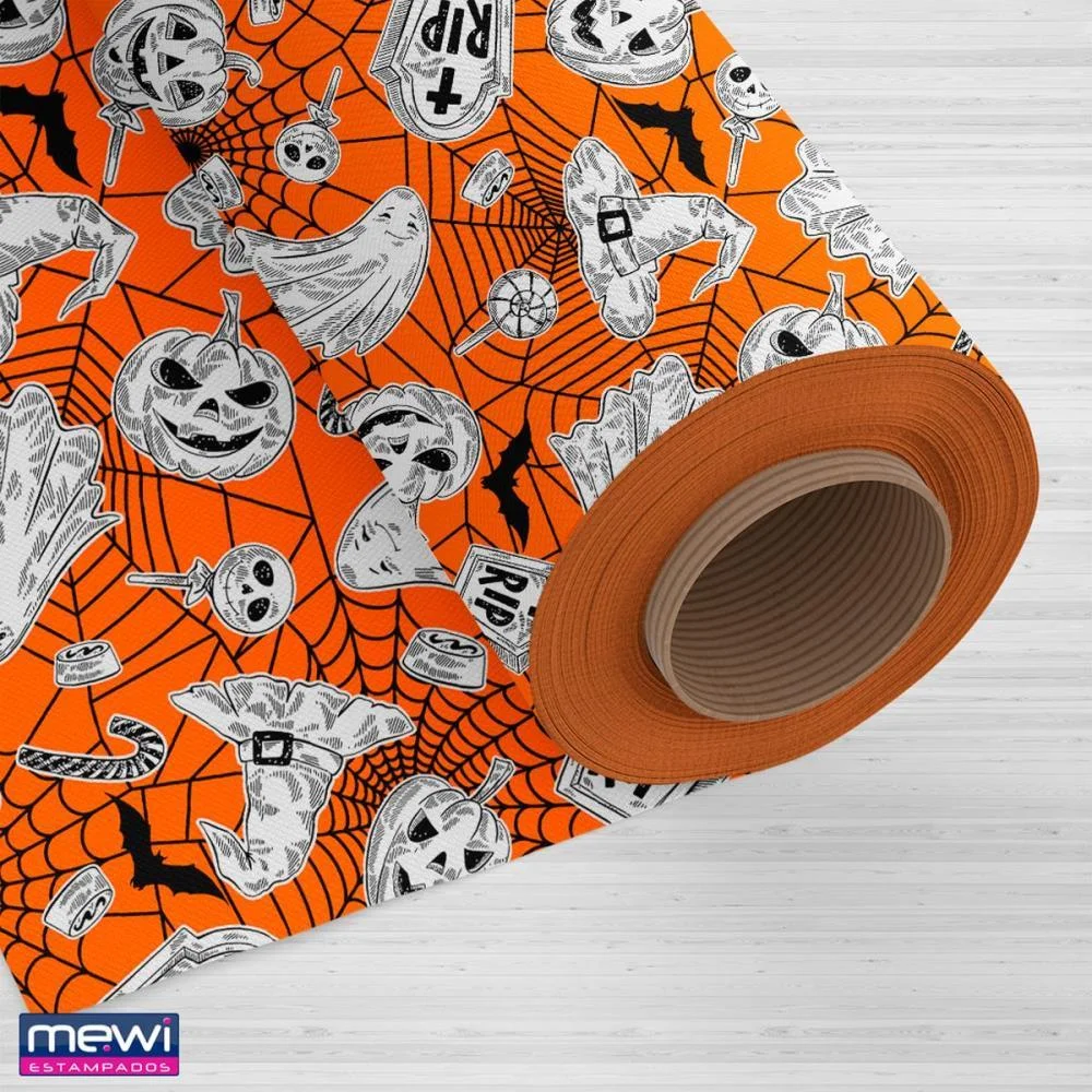 TNT ESTAMPADO 1,40M 40G HALLOWEEN FUNDO LARANJA MEWI (RL-25MTS) - imagem 4