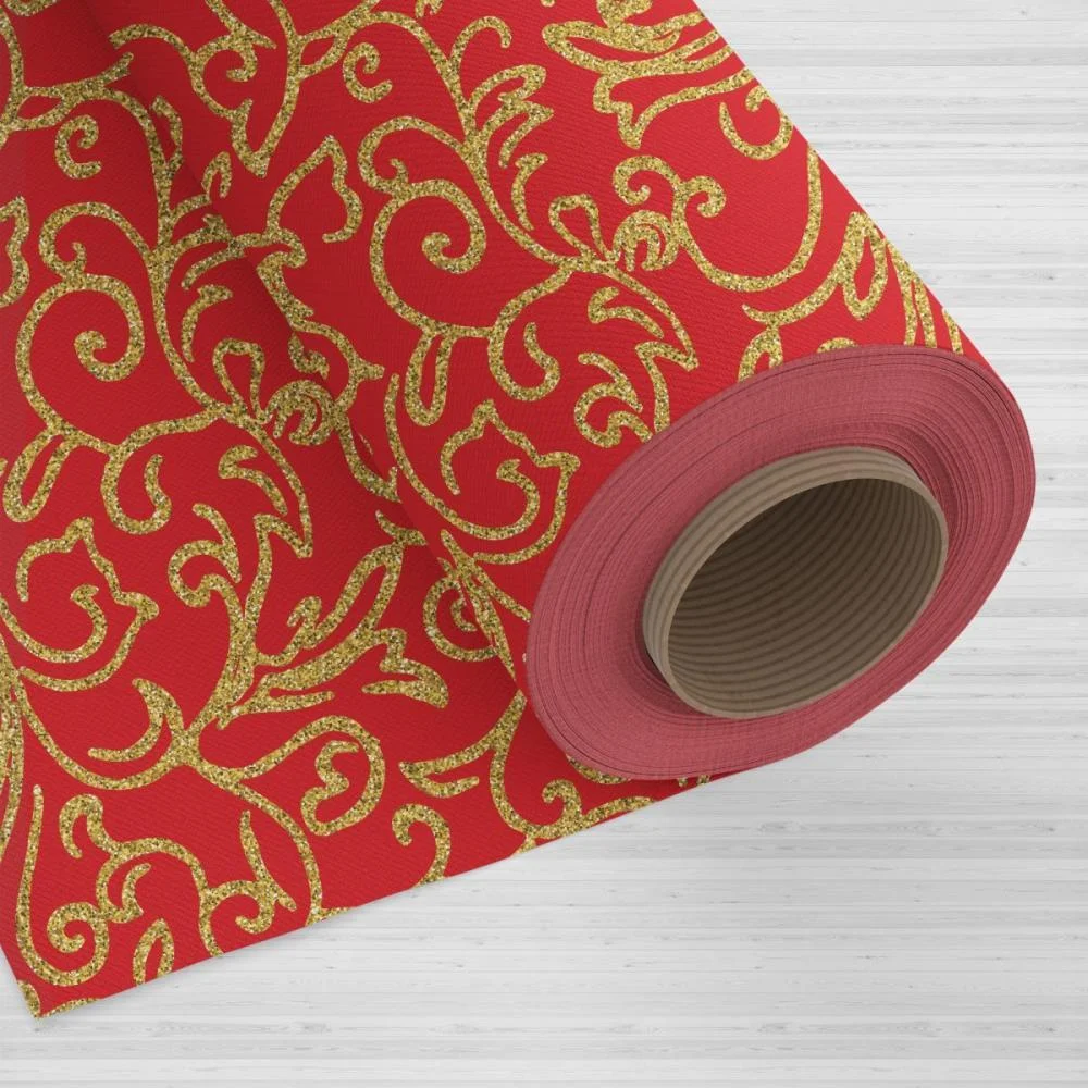 TNT ESTAMPADO 1,40M 40G ARABESCO GLITTER VERMELHO MEWI (RL-25MTS) - imagem 3