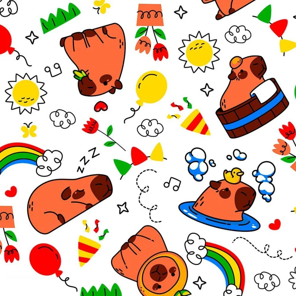 TNT ESTAMPADO 1,40M 40G CAPIVARA FUNDO BRANCO MEWI (BO-25MTS) - imagem 3