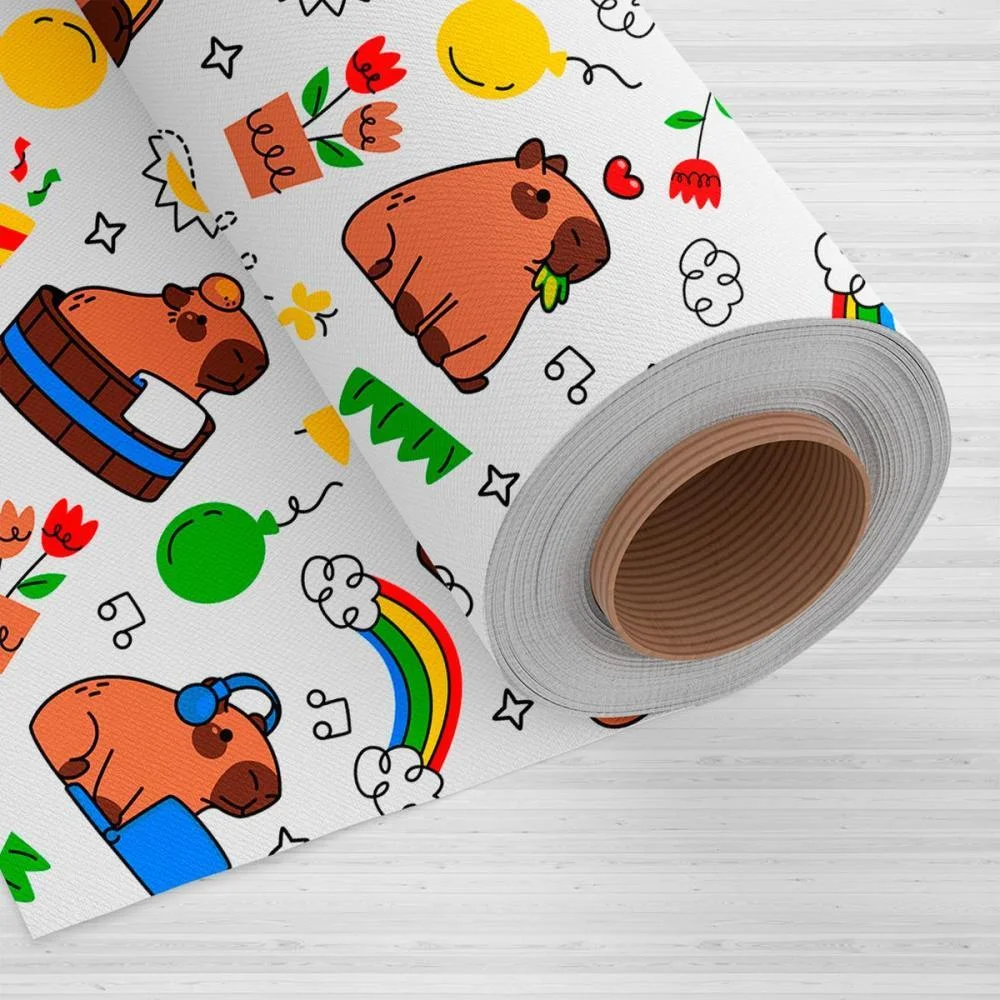 TNT ESTAMPADO 1,40M 40G CAPIVARA FUNDO BRANCO MEWI (BO-25MTS) - imagem 4