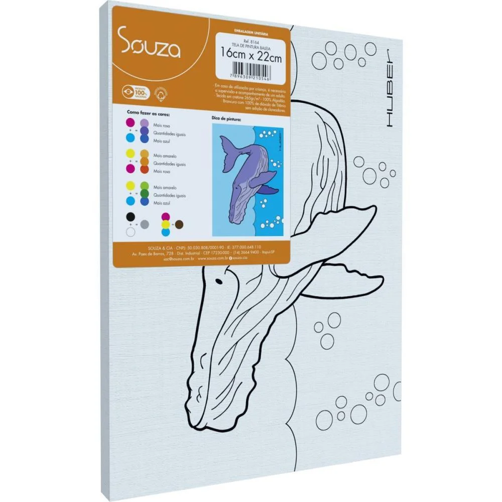 TELA PARA PINTURA RISCADA 16X22CM. BALEIA SOUZA (PCT.C/06) - imagem 2