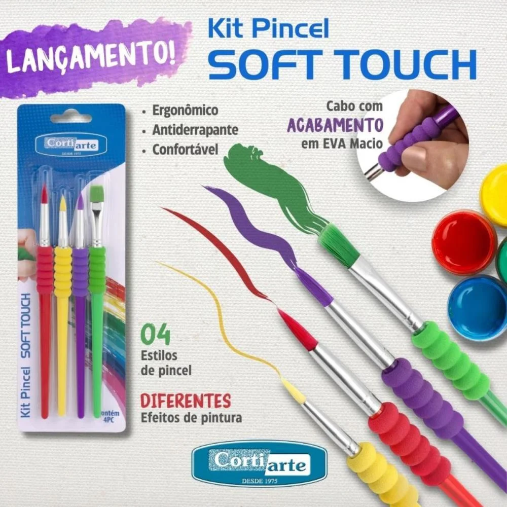 PINCEL ARTESANAL KIT SOFT TOUCH 4PCS. CORTIARTE (KIT) - imagem 6
