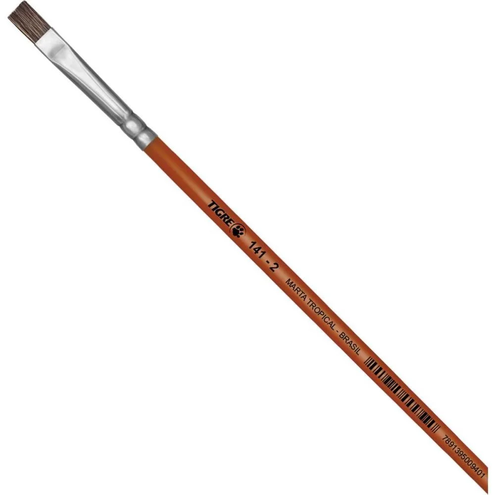 PINCEL ARTESANAL CHATO 141 N.02 MARTA TROPICAL PINCEIS TIGRE (DUZIA) - imagem 2