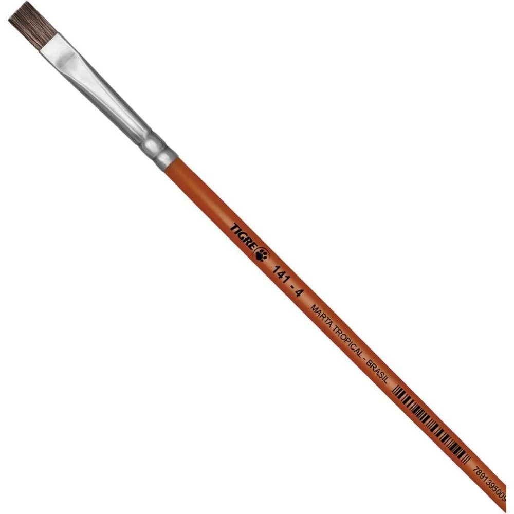 PINCEL ARTESANAL CHATO 141 N.04 MARTA TROPICAL PINCEIS TIGRE (DUZIA) - imagem 3