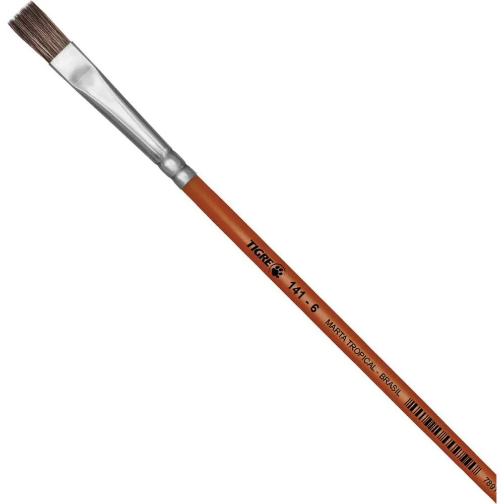 PINCEL ARTESANAL CHATO 141 N.06 MARTA TROPICAL PINCEIS TIGRE (DUZIA) - imagem 3