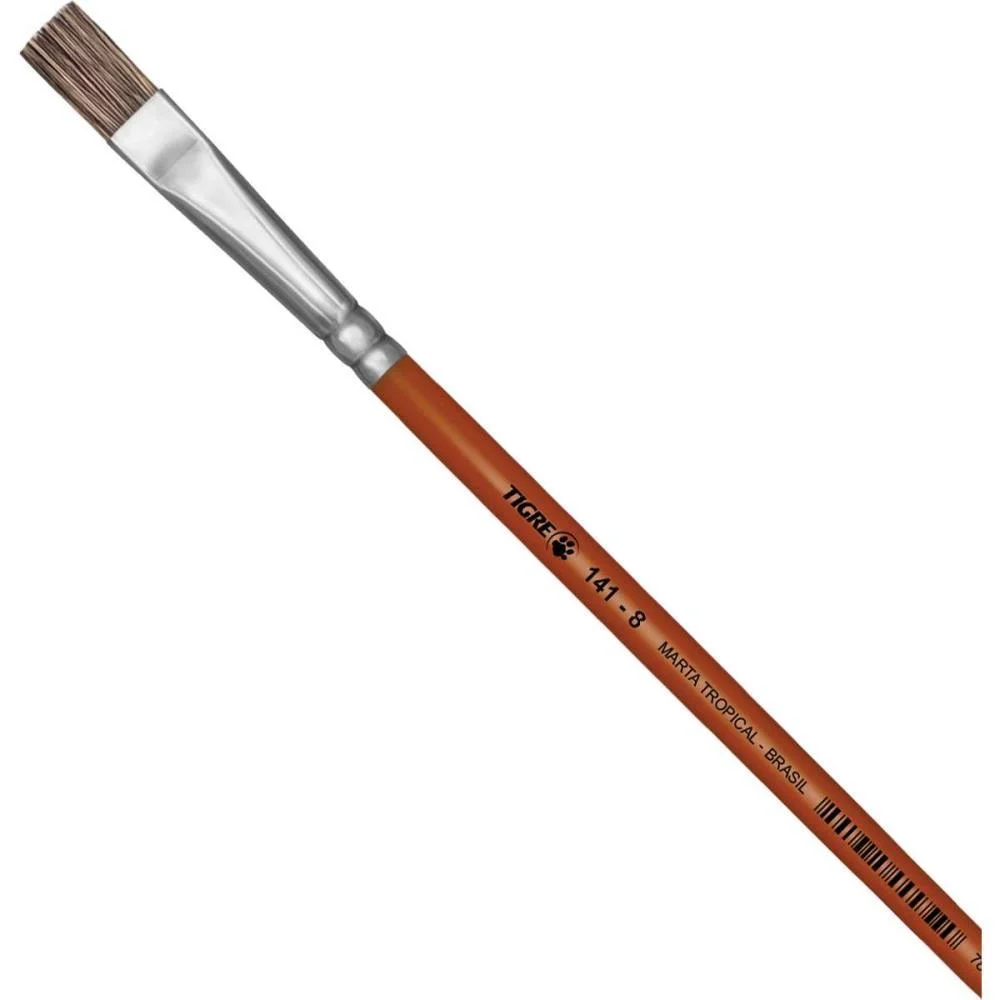 PINCEL ARTESANAL CHATO 141 N.08 MARTA TROPICAL PINCEIS TIGRE (DUZIA) - imagem 2