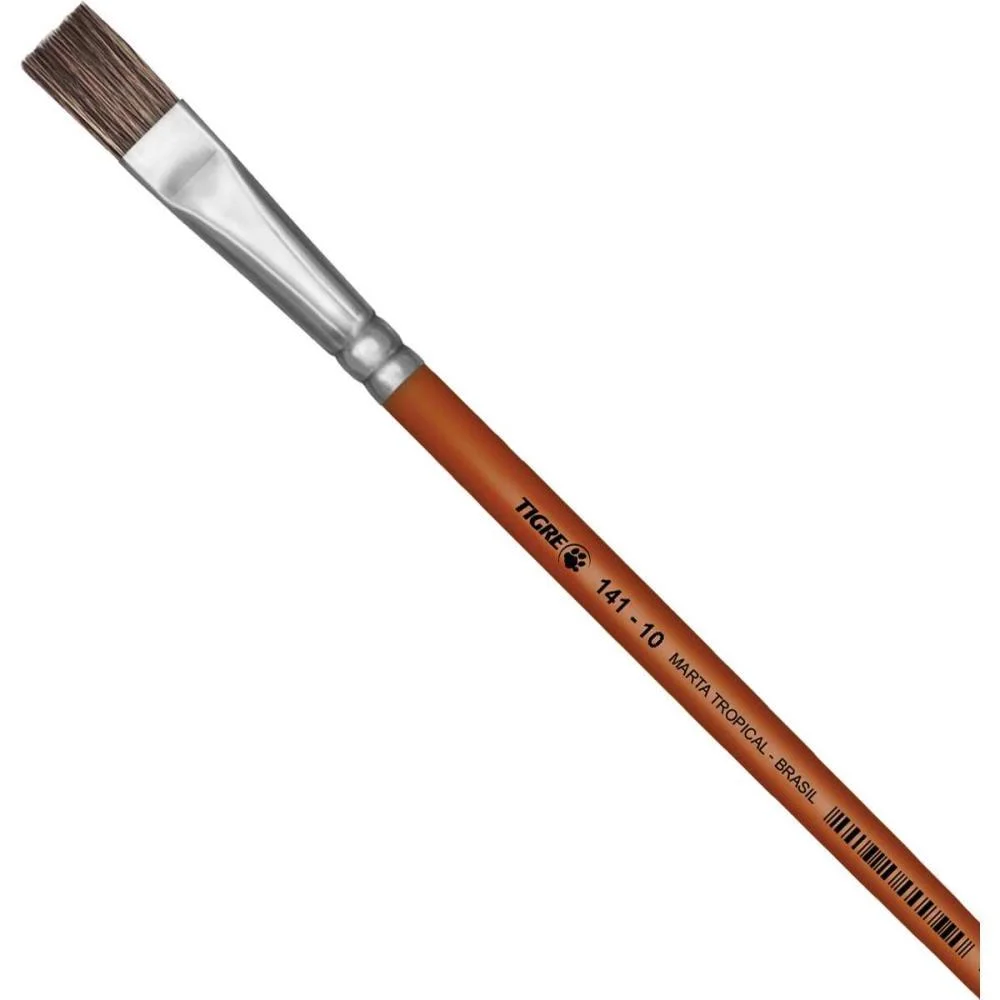 PINCEL ARTESANAL CHATO 141 N.10 MARTA TROPICAL PINCEIS TIGRE (DUZIA) - imagem 3