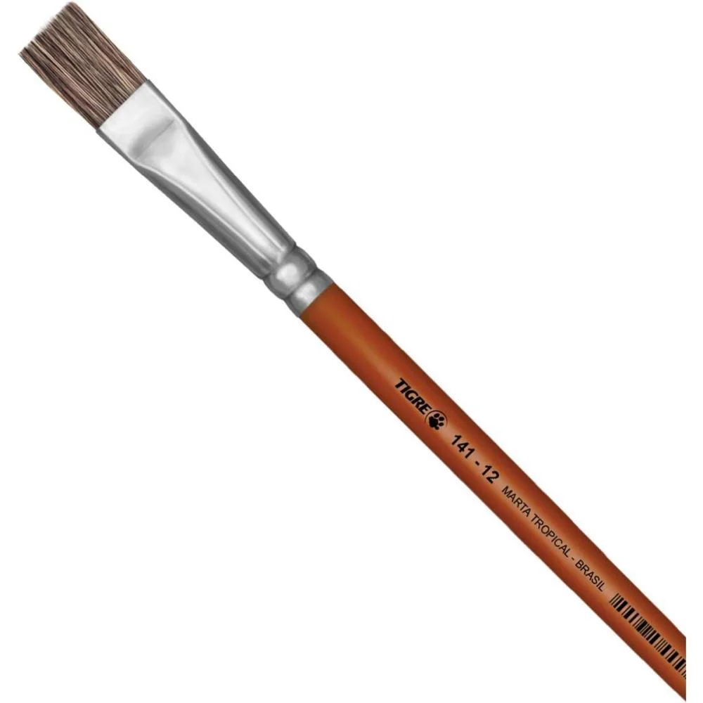 PINCEL ARTESANAL CHATO 141 N.12 MARTA TROPICAL PINCEIS TIGRE (DUZIA) - imagem 3