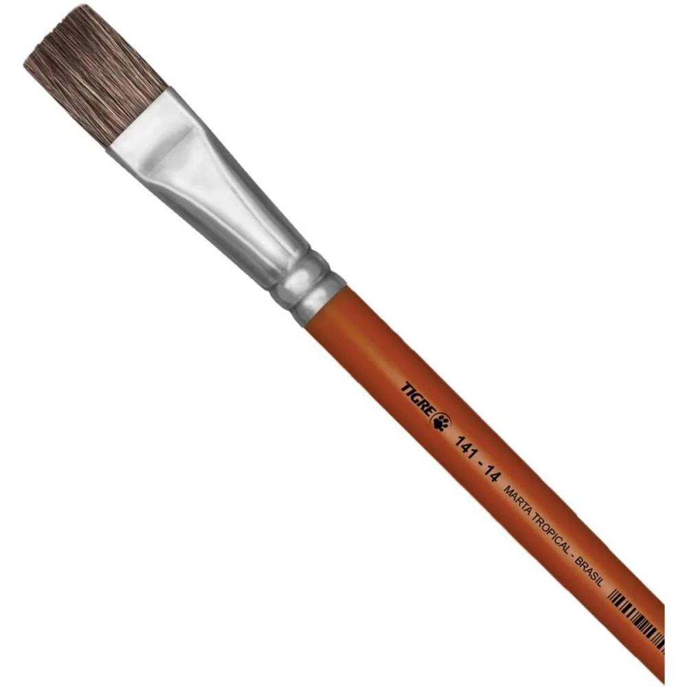 PINCEL ARTESANAL CHATO 141 N.14 MARTA TROPICAL PINCEIS TIGRE (DUZIA) - imagem 2