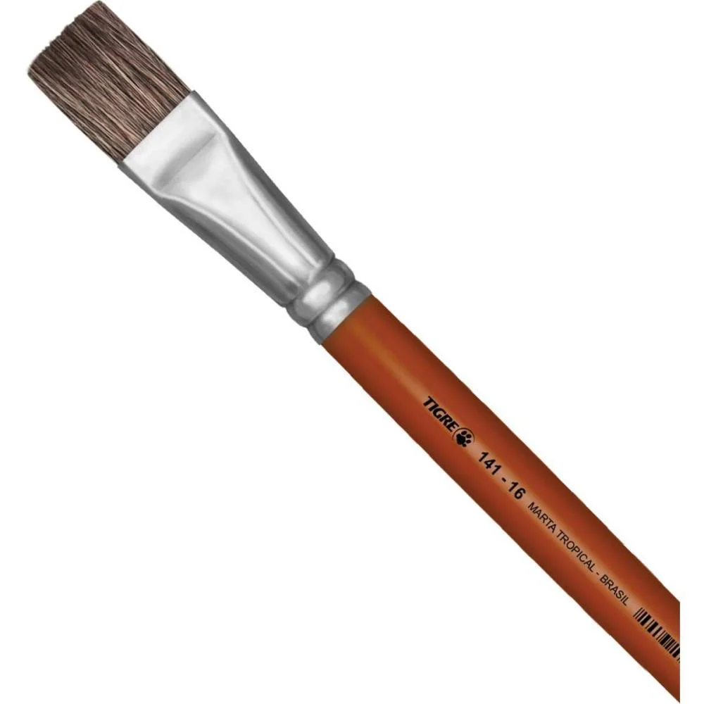 PINCEL ARTESANAL CHATO 141 N.16 MARTA TROPICAL PINCEIS TIGRE (DUZIA) - imagem 3