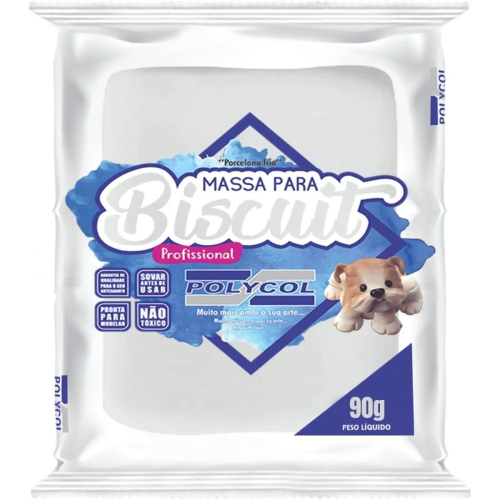 MASSA DE PORCELANA FRIA BISCUIT 90G BRANCA POLYCOL (CX.C/12) - imagem 3