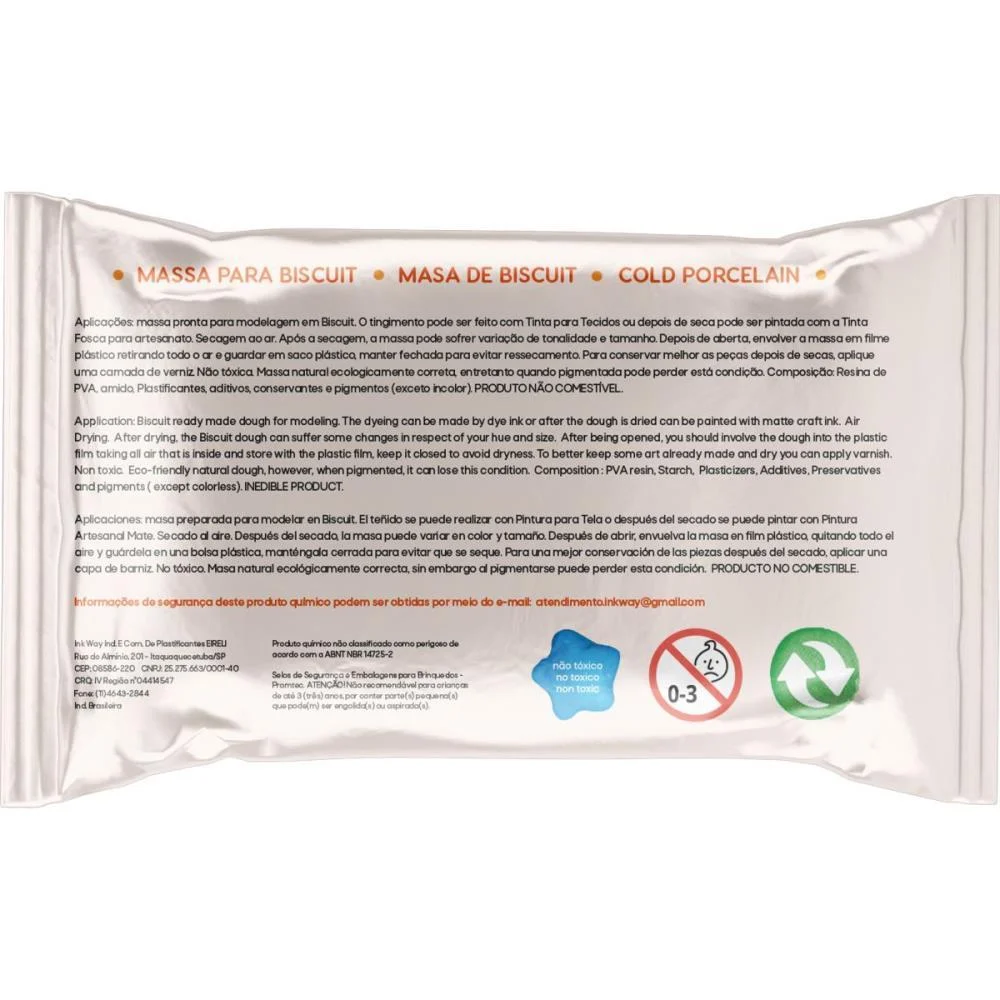 MASSA DE PORCELANA FRIA BISCUIT 400G NATURAL INK WAY  - imagem 4