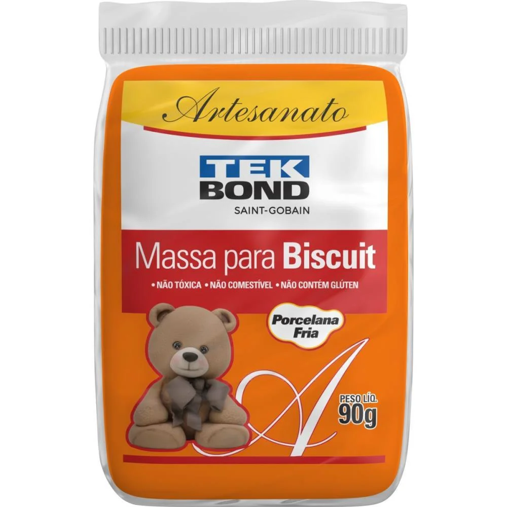 MASSA DE PORCELANA FRIA BISCUIT 90G LARANJA TEKBOND COM 6 UNIDADES - imagem 2