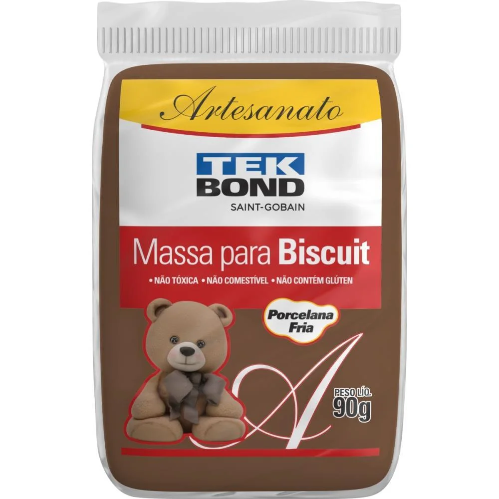 MASSA DE PORCELANA FRIA BISCUIT 90G MARROM TEKBOND COM 6 UNIDADES - imagem 3