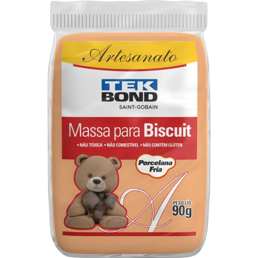 MASSA DE PORCELANA FRIA BISCUIT 90G PESSEGO TEKBOND COM 6 UNIDADES - imagem 3