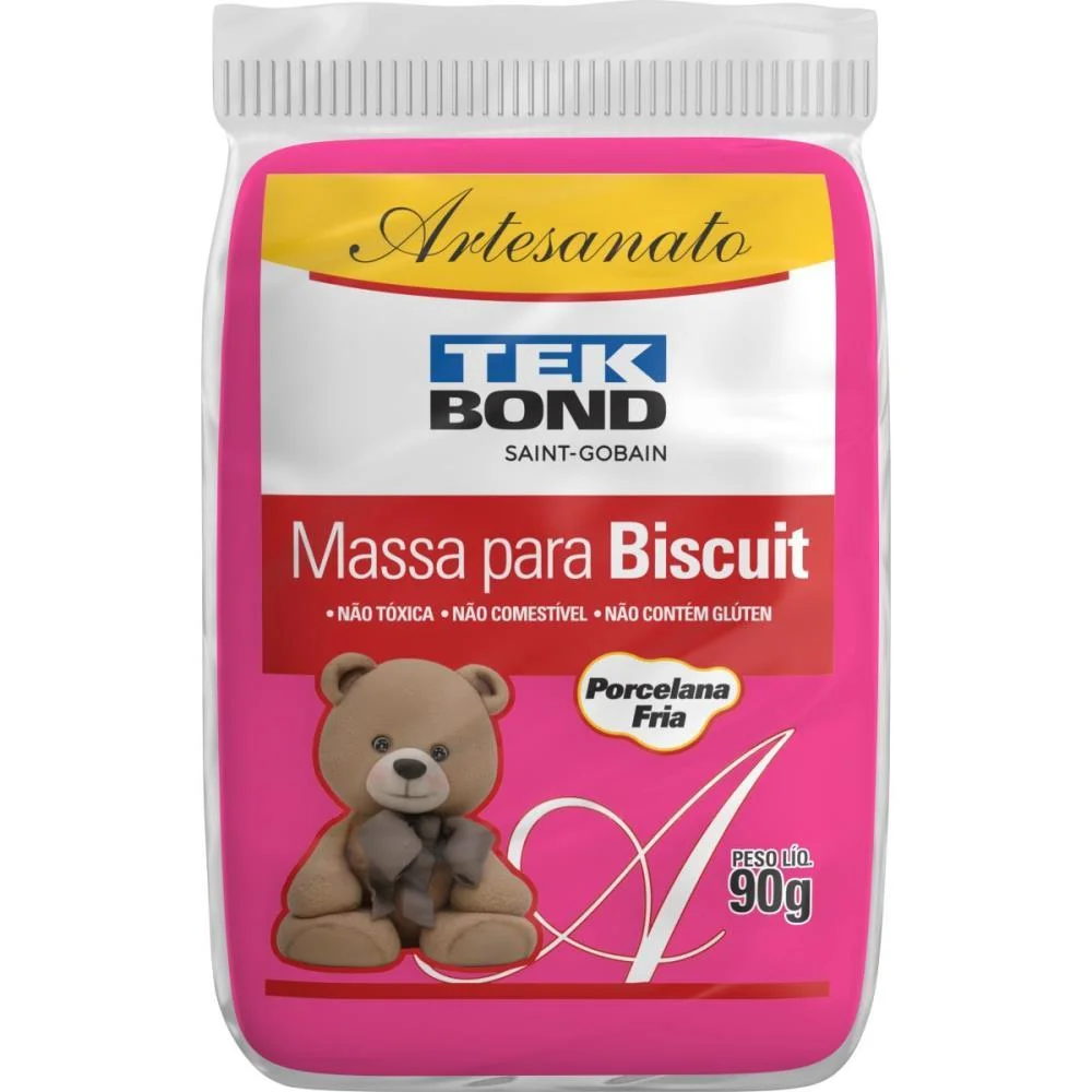 MASSA DE PORCELANA FRIA BISCUIT 90G PINK TEKBOND COM 6 UNIDADES - imagem 2