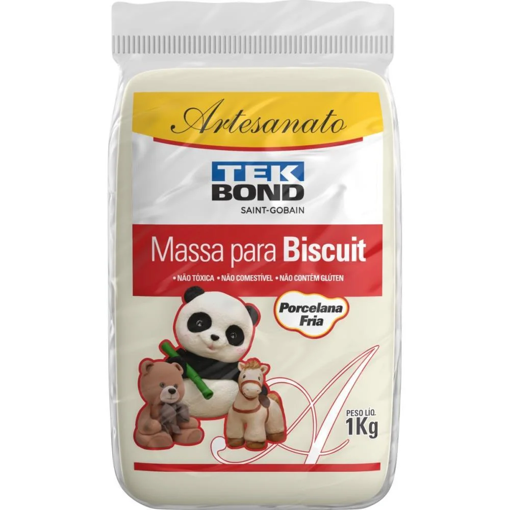 MASSA DE PORCELANA FRIA BISCUIT 1KG NATURAL TEKBOND  - imagem 2