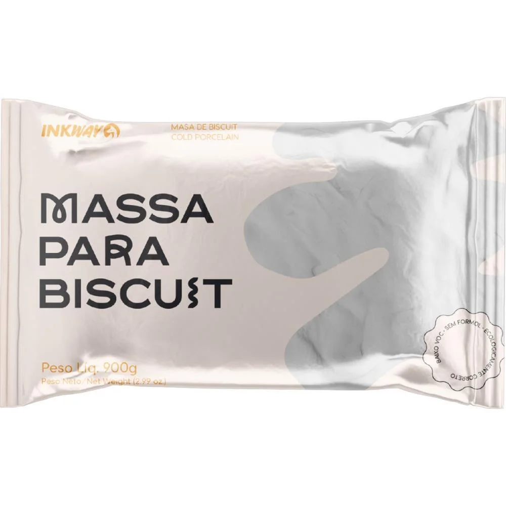 MASSA DE PORCELANA FRIA BISCUIT 900G BRANCO INK WAY  - imagem 3