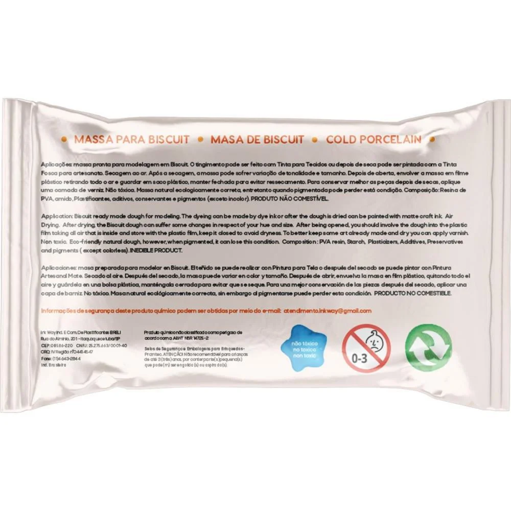 MASSA DE PORCELANA FRIA BISCUIT 900G BRANCO INK WAY  - imagem 4