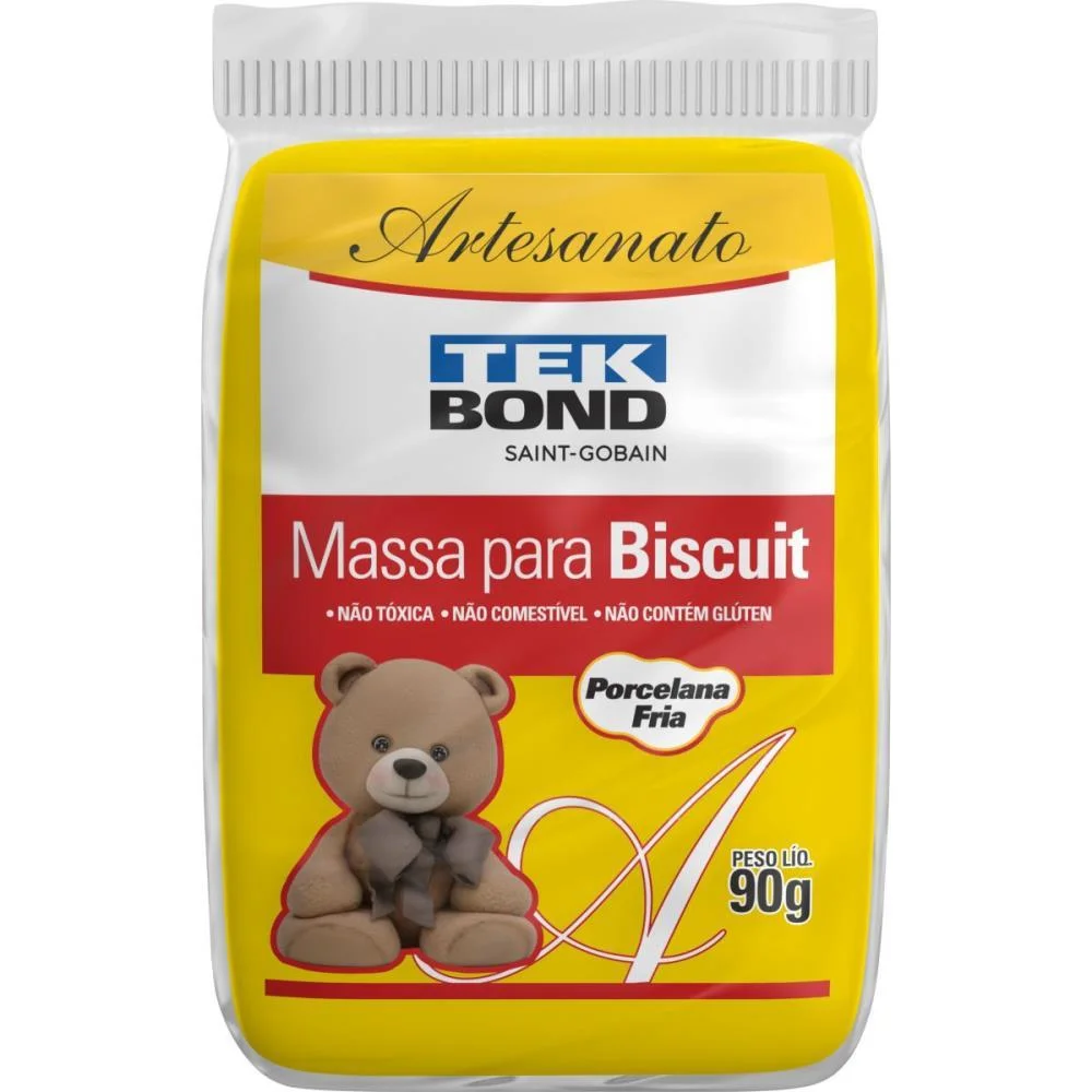 MASSA DE PORCELANA FRIA BISCUIT 90G AMARELA TEKBOND COM 6 UNIDADES - imagem 3