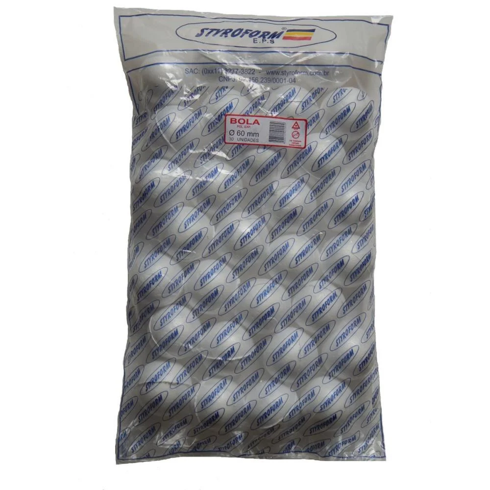 BOLA EM EPS 060MM PACOTE C/30 BOLINHAS STYROFORM (PACOTE) - imagem 2
