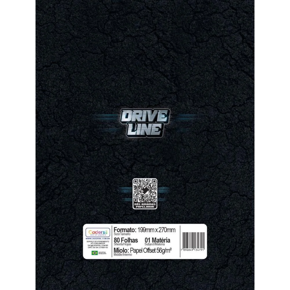 CADERNO 01X1 CAPA DURA DRIVE LINE CP.METALIZADA 80FLS CADERSIL (PCT.C/04) - imagem 9