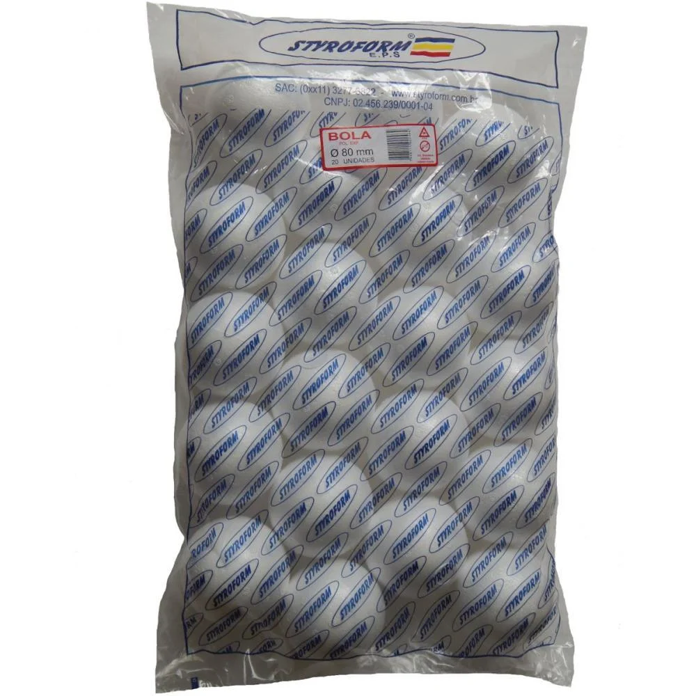 BOLA EM EPS 080MM PACOTE C/20 BOLINHAS STYROFORM (PACOTE) - imagem 3