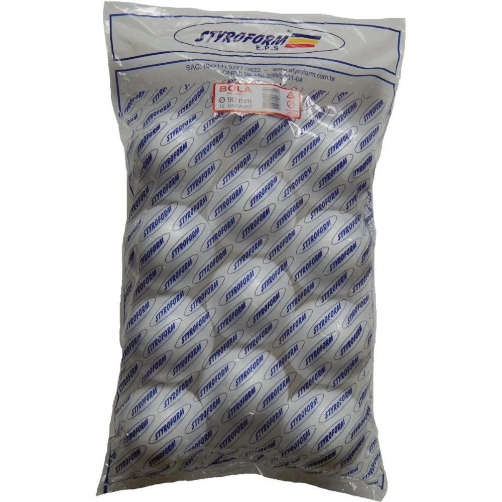 BOLA EM EPS 090MM PACOTE C/12 BOLINHAS STYROFORM (PACOTE) - imagem 2