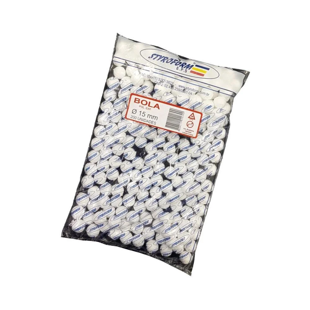 BOLA EM EPS 015MM PACOTE C/200 BOLINHAS STYROFORM (PACOTE) - imagem 2