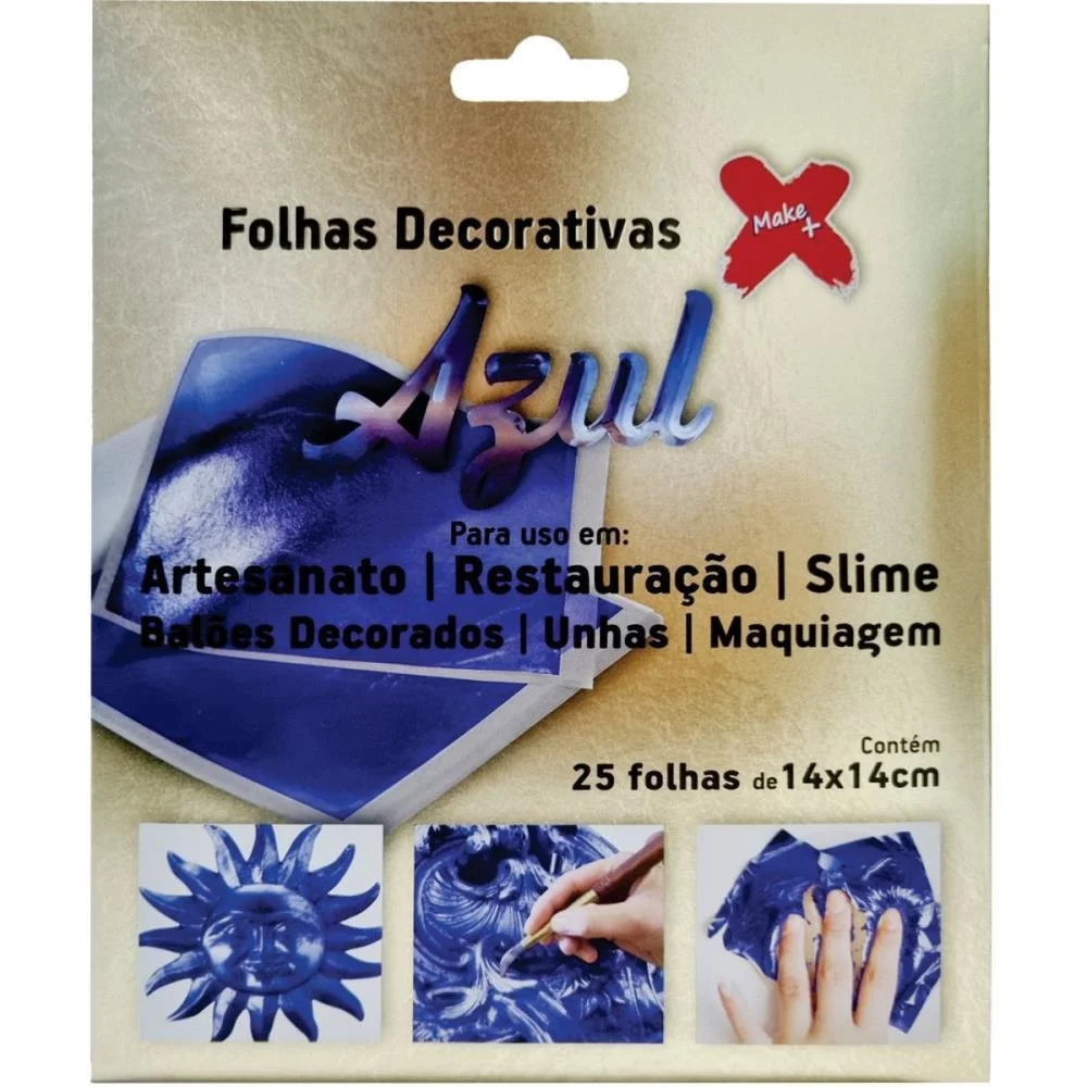 ARTESANATO FOLHA DEC.14X14CM AZUL 25FLS MAKE+  - imagem 2