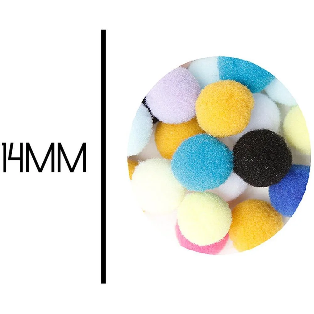 AVIAMENTO POMPOM MULTICOR 14MM C/100UNID. NYBC (PACOTE) - imagem 2
