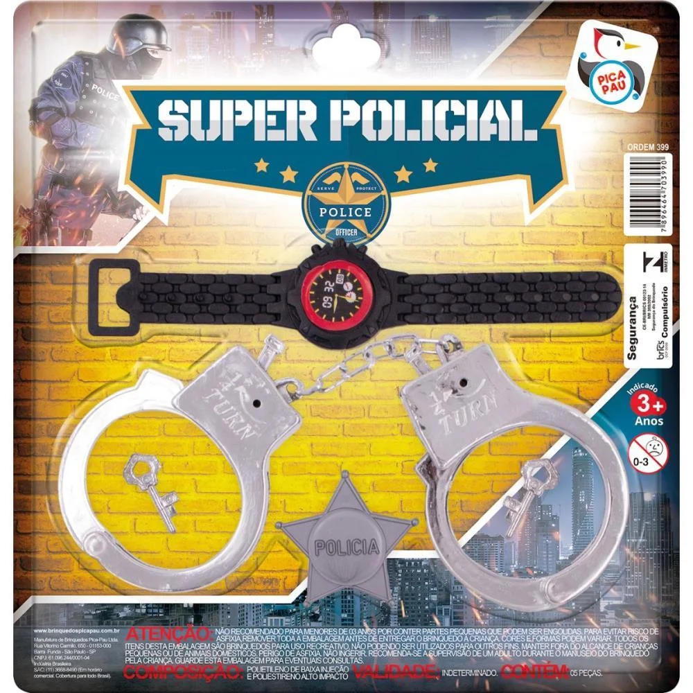 BRINCANDO DE PROFISSOES SUPER POLICIAL ALGEMA E PULSEI PICA PAU  - imagem 4