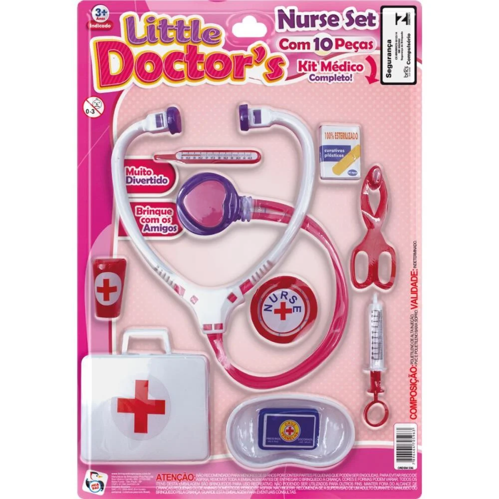 BRINCANDO DE PROFISSOES KIT MEDICO NURSE SET C/10PCS PICA PAU  - imagem 4