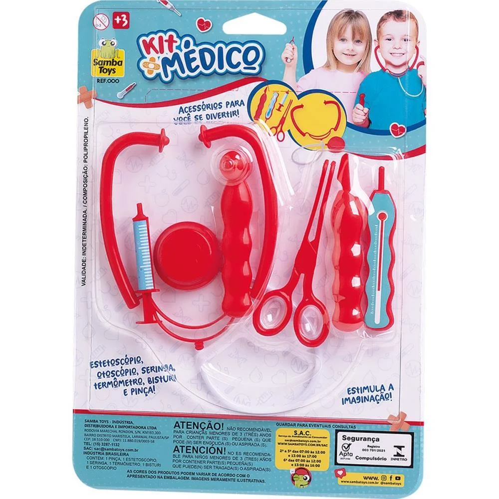 BRINCANDO DE PROFISSOES KIT MEDICO CARTELA SAMBA TOYS  - imagem 4