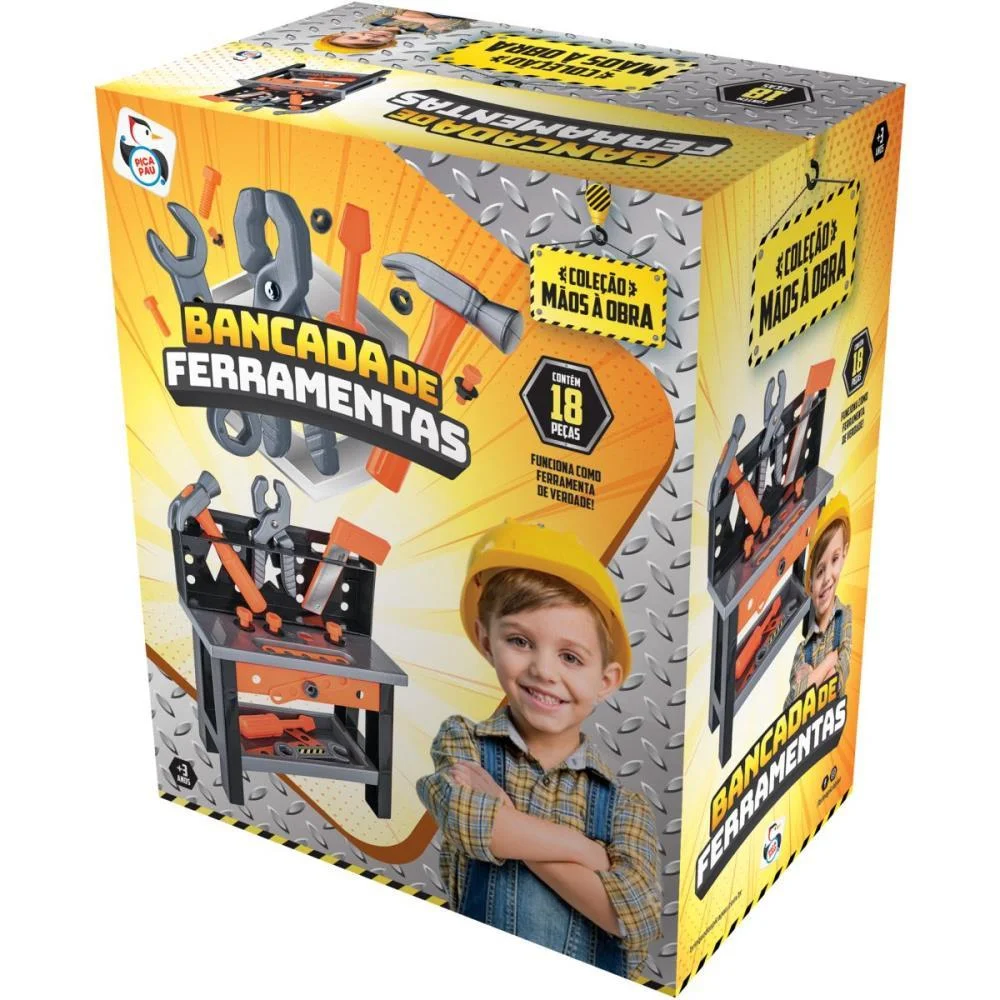 BRINCANDO DE PROFISSOES BANCADA DE FERRAMENTAS PICA PAU  - imagem 11