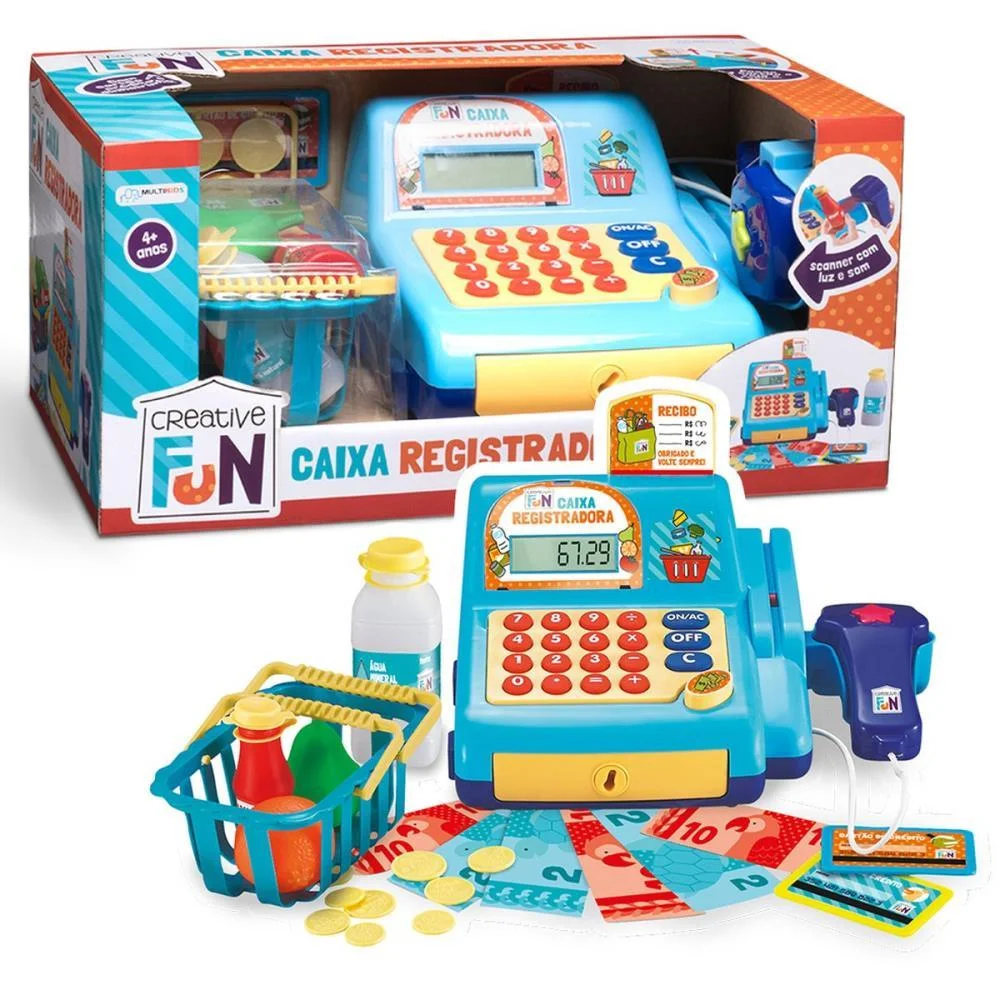 BRINCANDO DE PROFISSOES CAIXA REGISTRADORA AZUL MULTIKIDS  - imagem 3