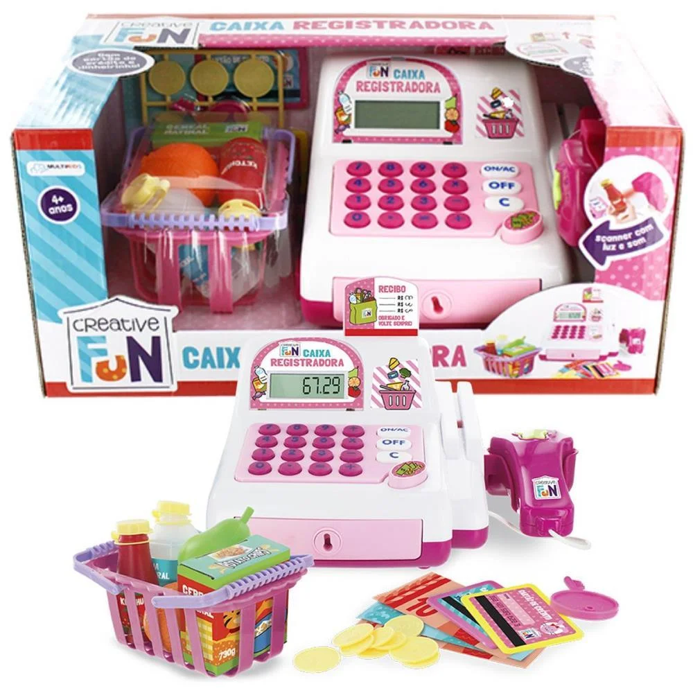BRINCANDO DE PROFISSOES CAIXA REGISTRADORA ROSA MULTIKIDS  - imagem 2