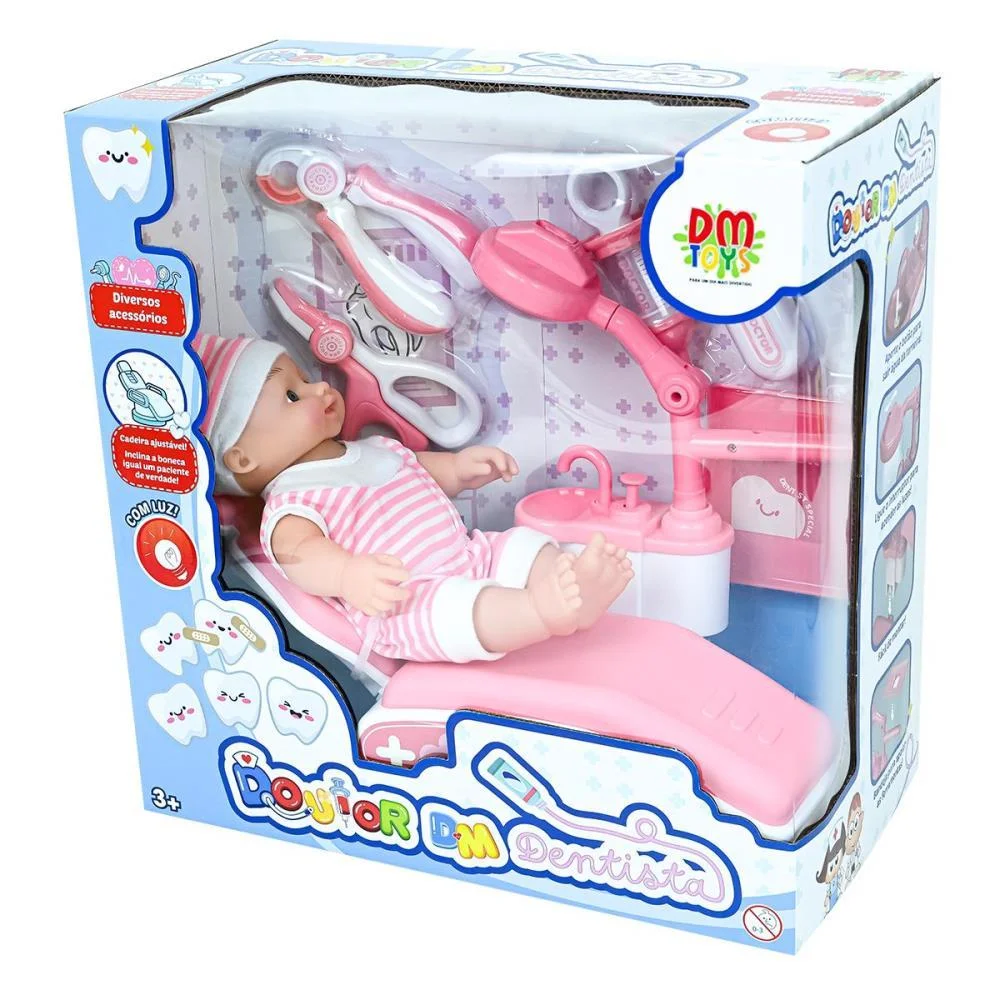 BRINCANDO DE PROFISSOES DOUTOR DM DENTISTA ROSA DM TOYS  - imagem 11