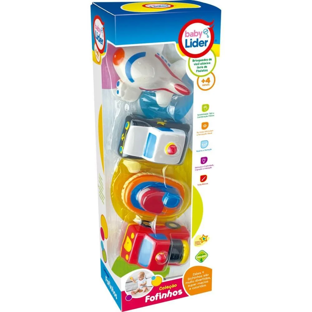 BRINQUEDO PARA BEBÊ COLECAO FOFINHOS TRANSPORTES LIDER COM 4 UNIDADES - imagem 3