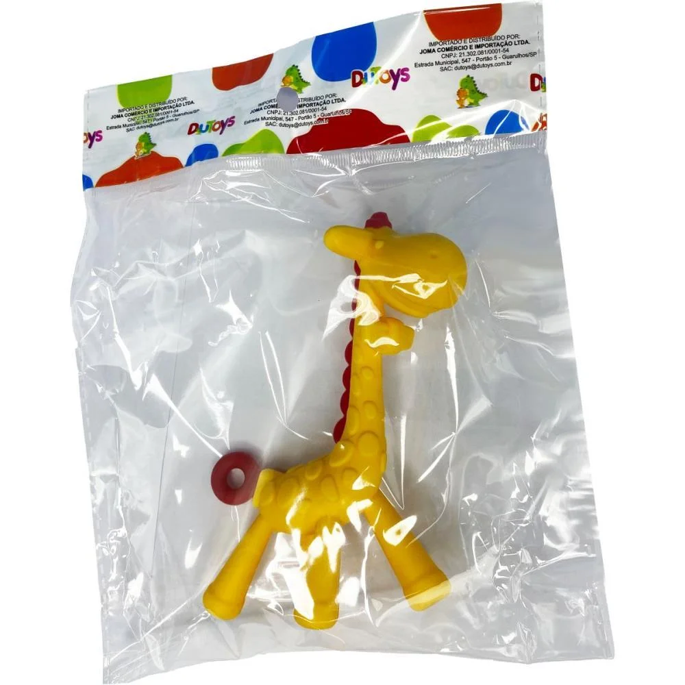 BRINQUEDO PARA BEBÊ GIRAFINHA DE SILICONE AMARELO TOY MIX  - imagem 4