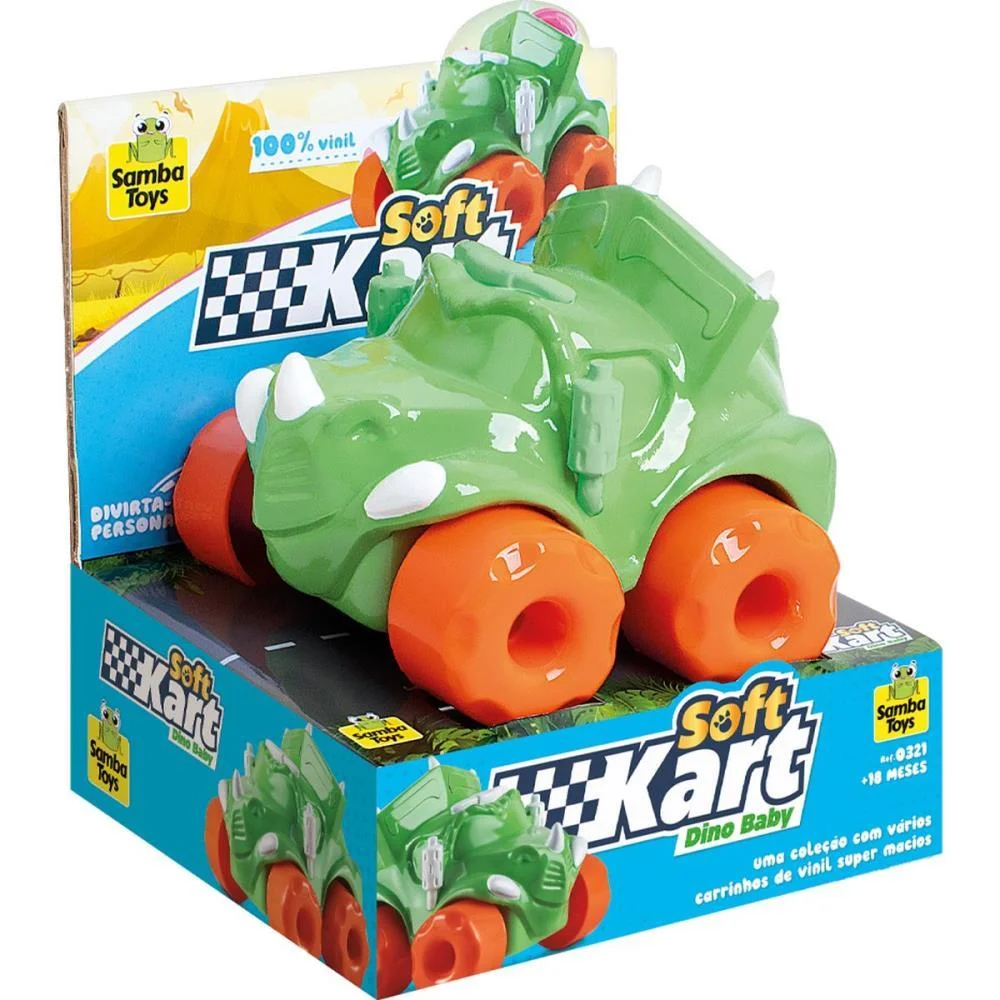 BRINQUEDO PARA BEBÊ CARRINHO KART DINOSSAURO VINIL SAMBA TOYS  - imagem 5