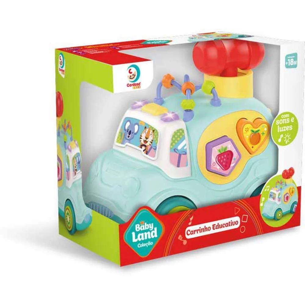 BRINQUEDO PARA BEBÊ CARRINHO AZUL C/SOM E LUZ CARDOSO TOYS  - imagem 3