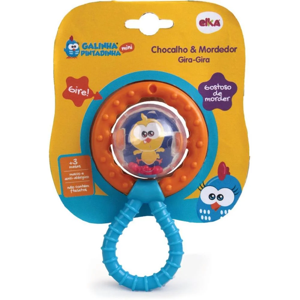 MORDEDOR INFANTIL GALINHA PINTADINHA C/CHOCALHO ELKA  - imagem 3