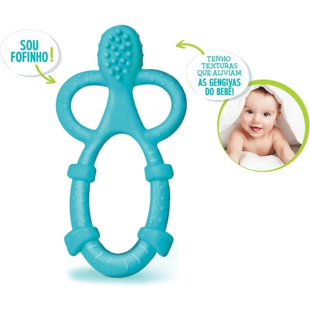 MORDEDOR INFANTIL ESCOVINHA AZUL +4 MESES ELKA  - imagem 3