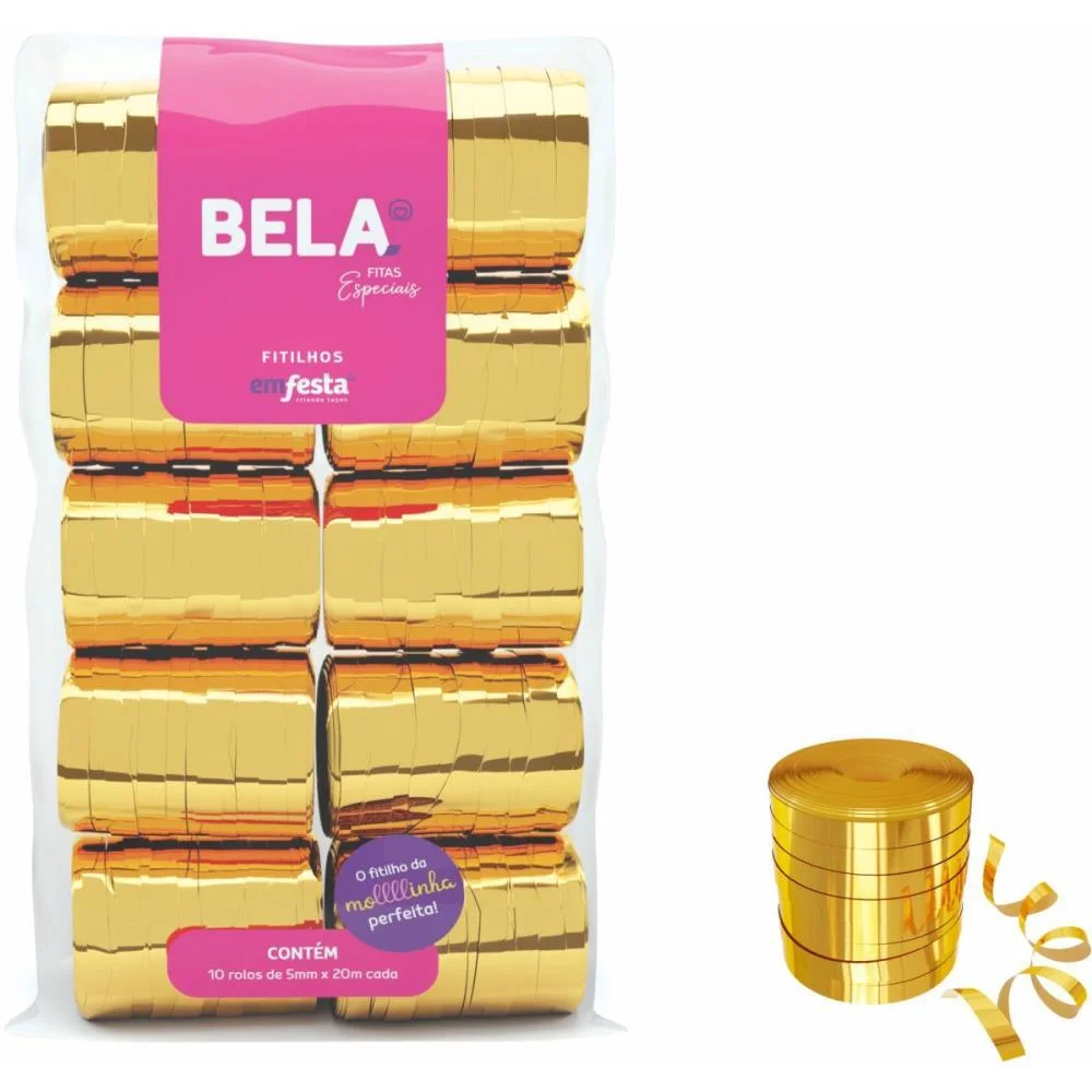 FITILHO 5MMX20M METALIZADO OURO EMFESTA (PCT.C/10) - imagem 2
