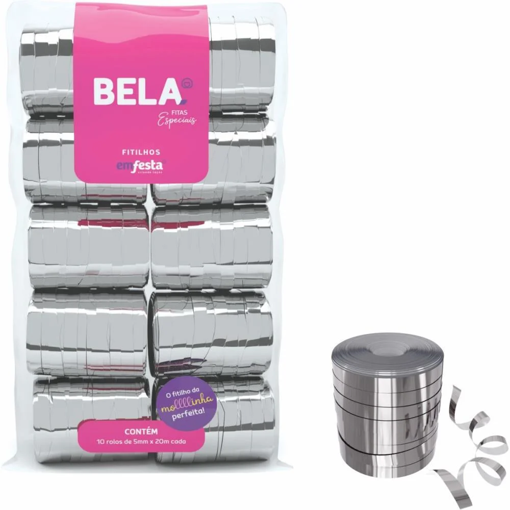 FITILHO 5MMX20M METALIZADO PRATA EMFESTA (PCT.C/10) - imagem 3